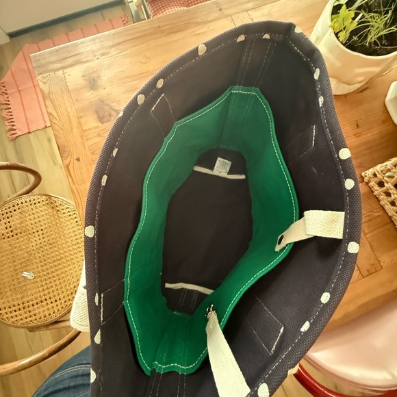 Lands’ End Polka Dot Tote Bag with Green Accents - Picture 3 of 3